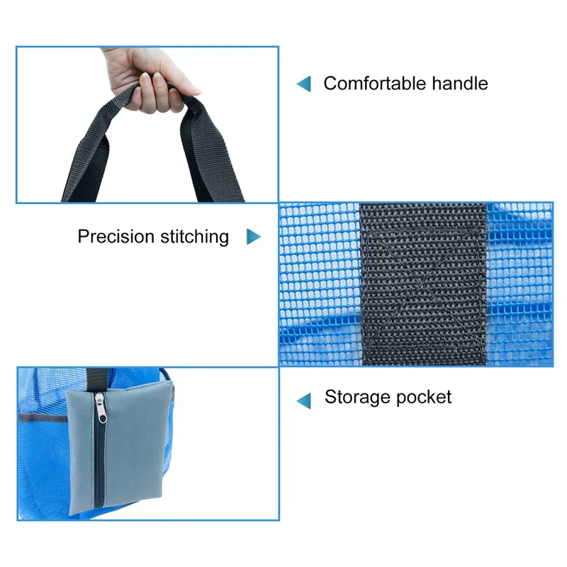 Outdoor Beach Canvas Mesh Bag Multiple Pockets Bath Toiletries Organizer Tote - Black+White Stripes