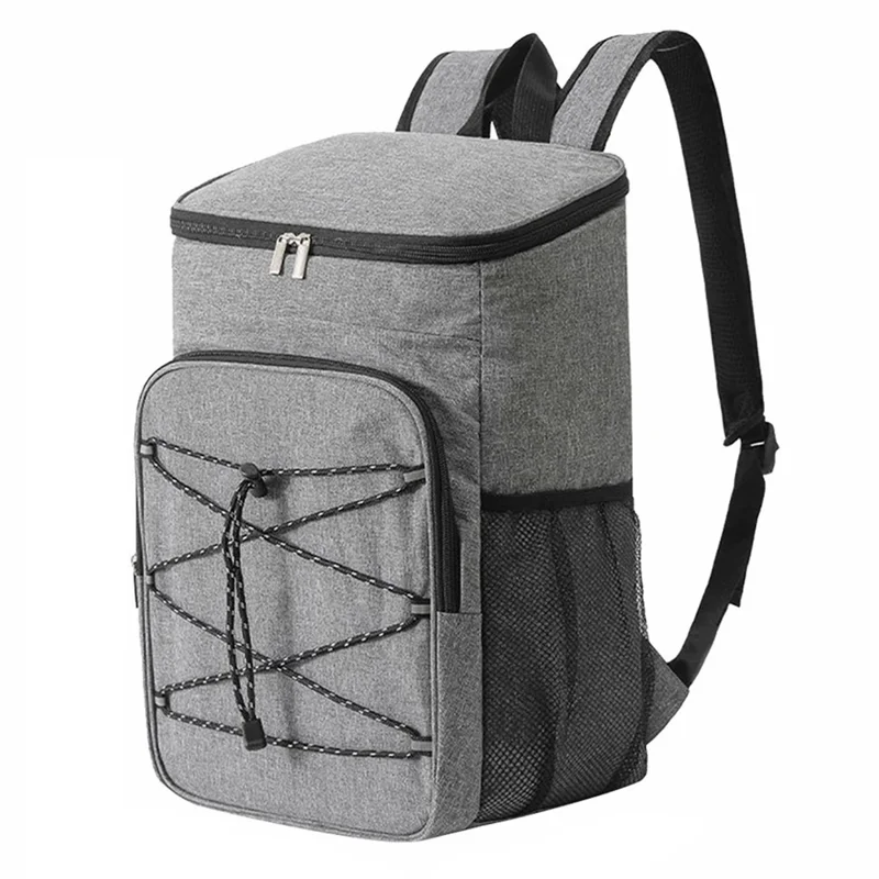 8088 Large Oxford Cloth Picnic Backpack Thermal Lunch Box Storage Bag - Grey