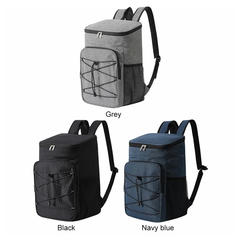 8088 Large Oxford Cloth Picnic Backpack Thermal Lunch Box Storage Bag - Grey