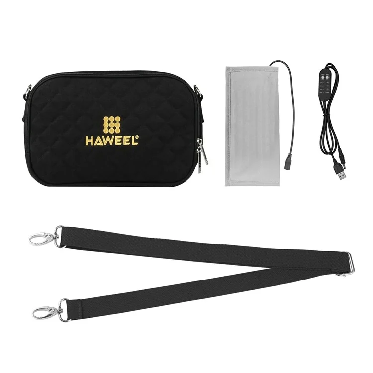 HAWEEL HWL2133 Crossbody Shoulder Bag Heating Hand Warmer Bag Storage Bag for Phone Power Stand - Black