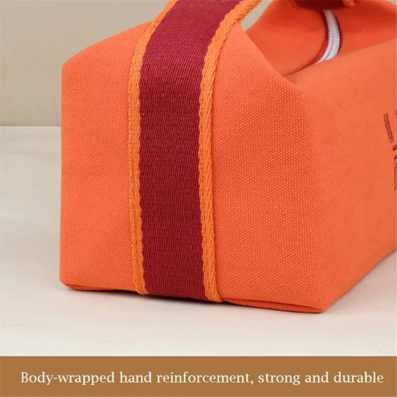 Canvas Waterproof Makeup Bag Wash Organizer Travel Portable Toiletries Storage Pouch - Orange