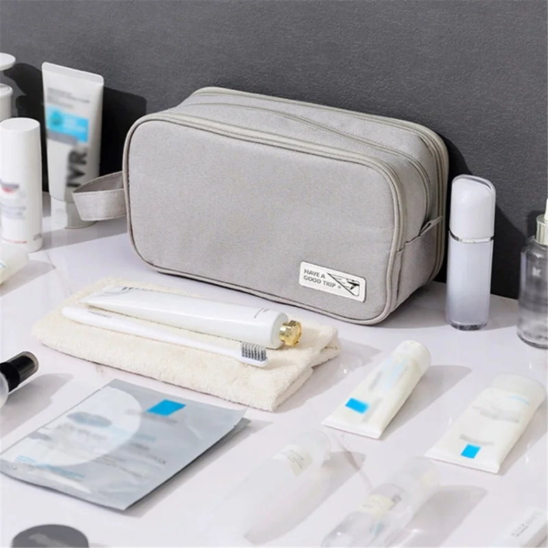 Handheld Wet and Dry Separation Travel Toiletry Bag Polyester Portable Cosmetic Bag - Grey