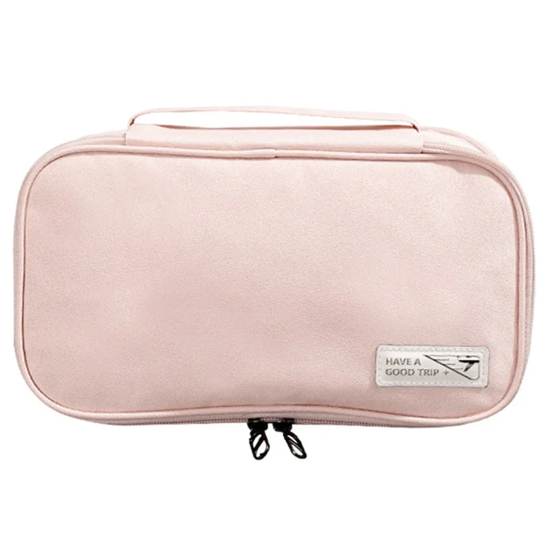 Handheld Wet and Dry Separation Travel Toiletry Bag Polyester Portable Cosmetic Bag - Pink