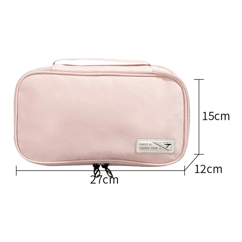 Handheld Wet and Dry Separation Travel Toiletry Bag Polyester Portable Cosmetic Bag - Pink
