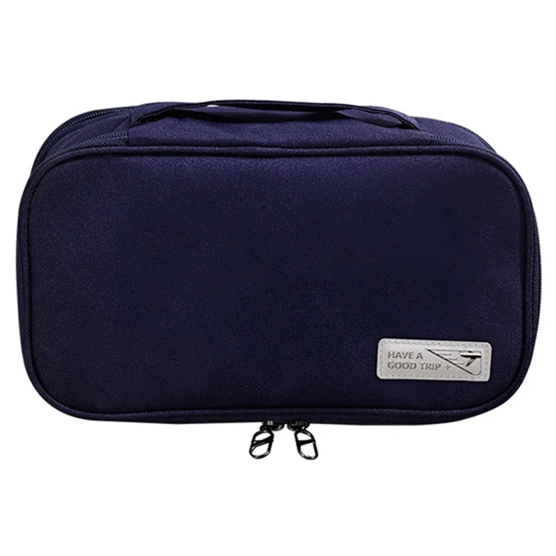 Handheld Wet and Dry Separation Travel Toiletry Bag Polyester Portable Cosmetic Bag - Navy Blue