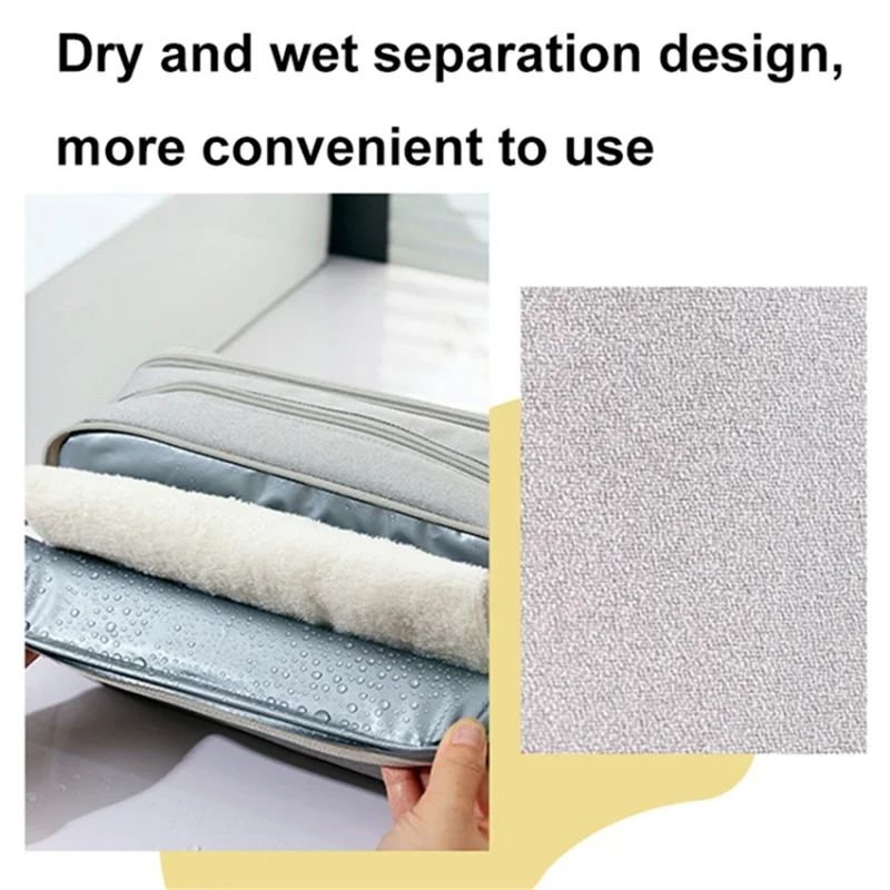 Handheld Wet and Dry Separation Travel Toiletry Bag Polyester Portable Cosmetic Bag - Navy Blue