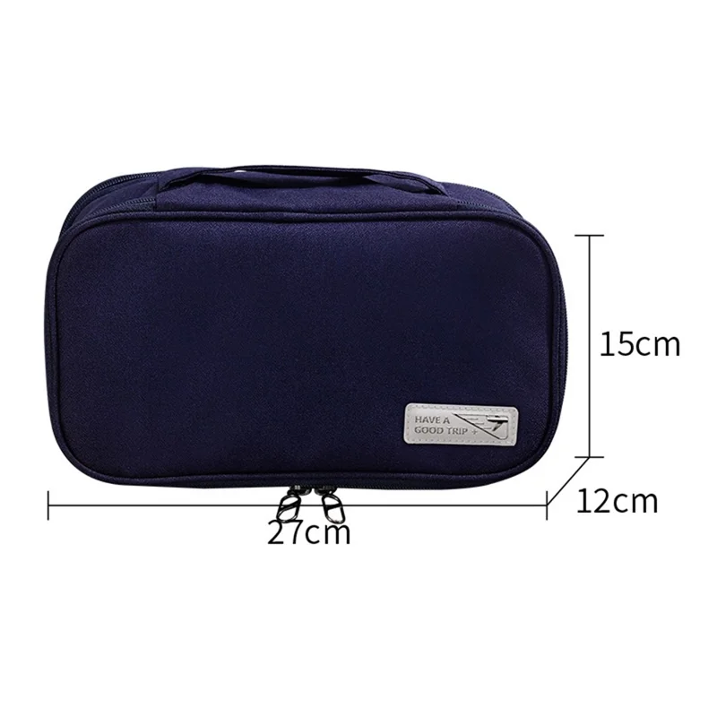 Handheld Wet and Dry Separation Travel Toiletry Bag Polyester Portable Cosmetic Bag - Navy Blue