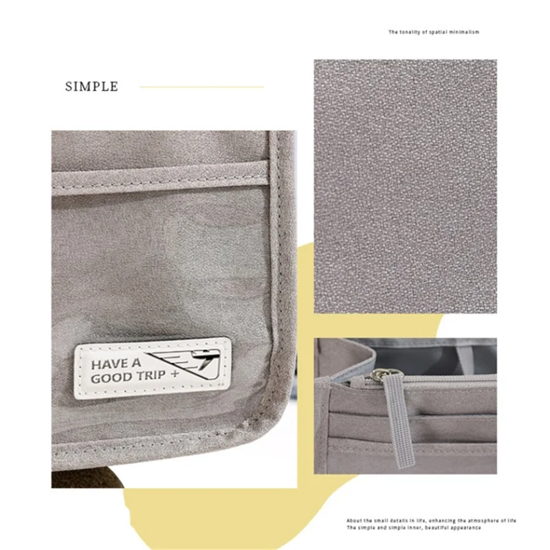 Handheld Makeup Bag Polyester Travel Wash Bag Pouch with Multiple Compartments - Grey
