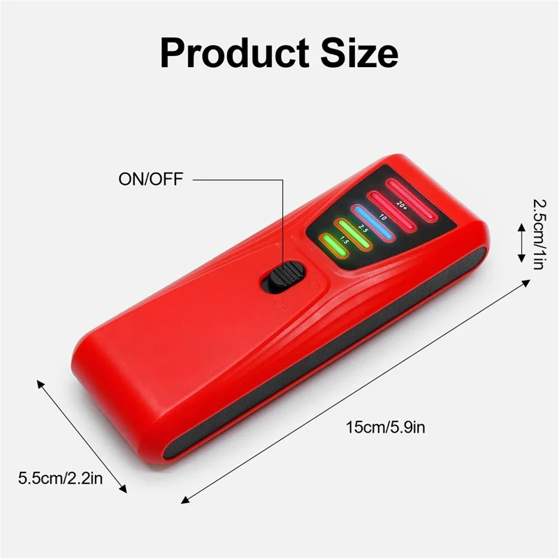 FS-2 Electric Magnetic Field Radiation Tester Portable 5 LED EMF Meter Detector - Red