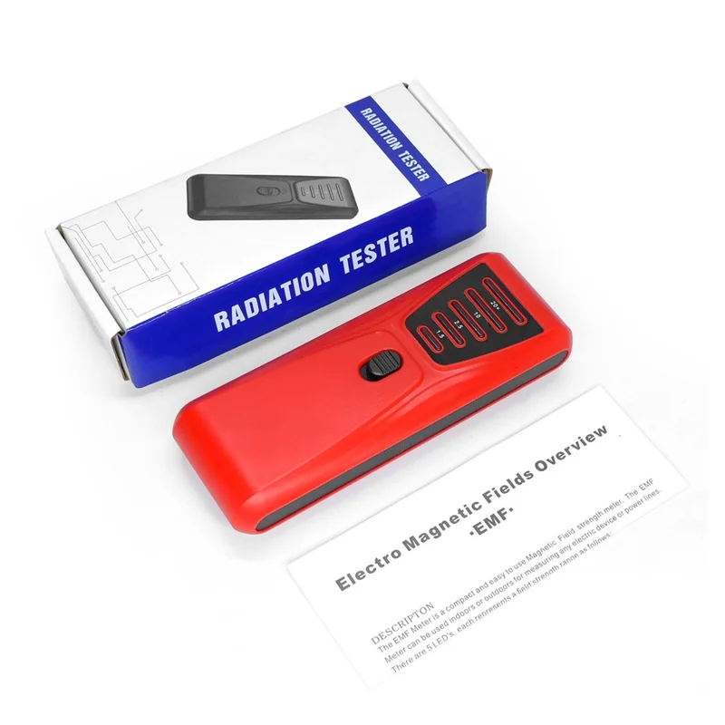 FS-2 Electric Magnetic Field Radiation Tester Portable 5 LED EMF Meter Detector - Red