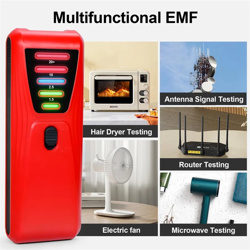 FS-2 Electric Magnetic Field Radiation Tester Portable 5 LED EMF Meter Detector - Red