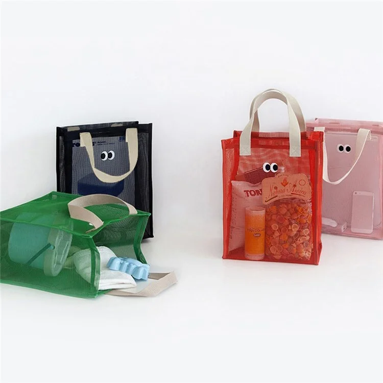 Polyester Mesh Toiletry Storage Bag Shampoo Handbag Shower Tote Bag - Red