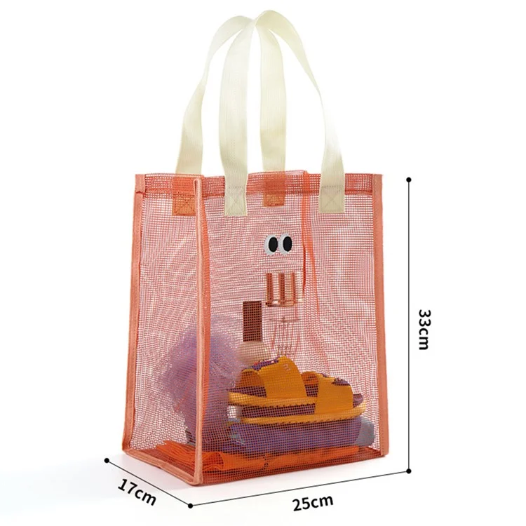 Polyester Mesh Toiletry Storage Bag Shampoo Handbag Shower Tote Bag - Red