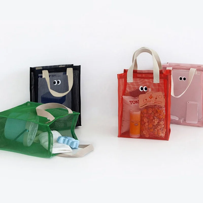 Polyester Mesh Toiletry Storage Bag Shampoo Handbag Shower Tote Bag - Grøn