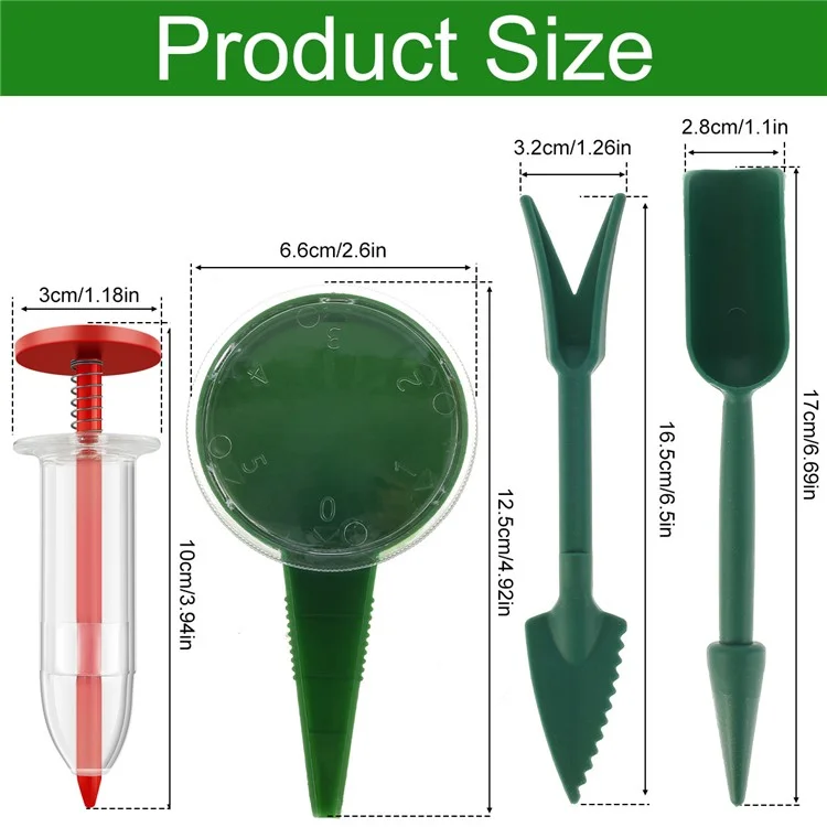 6 pièces / kit d'épandeur de graines en plastique Planteur rond 5 vitesses Disperseur de graines - Rouge 