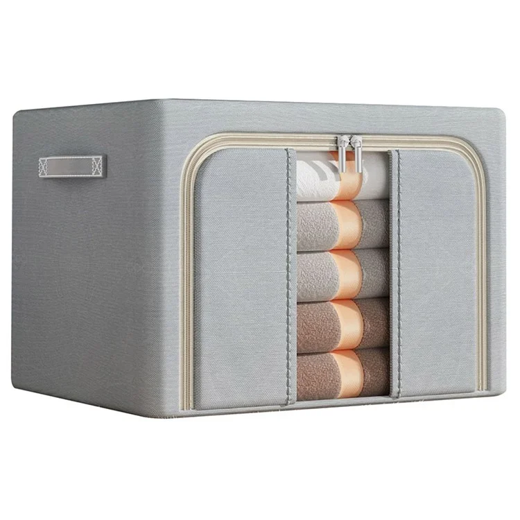 24L 40x30x20cm Clothes Storage Bins with Foldable Sturdy Frame Household Closet Organizers - Single Window / Light Grey