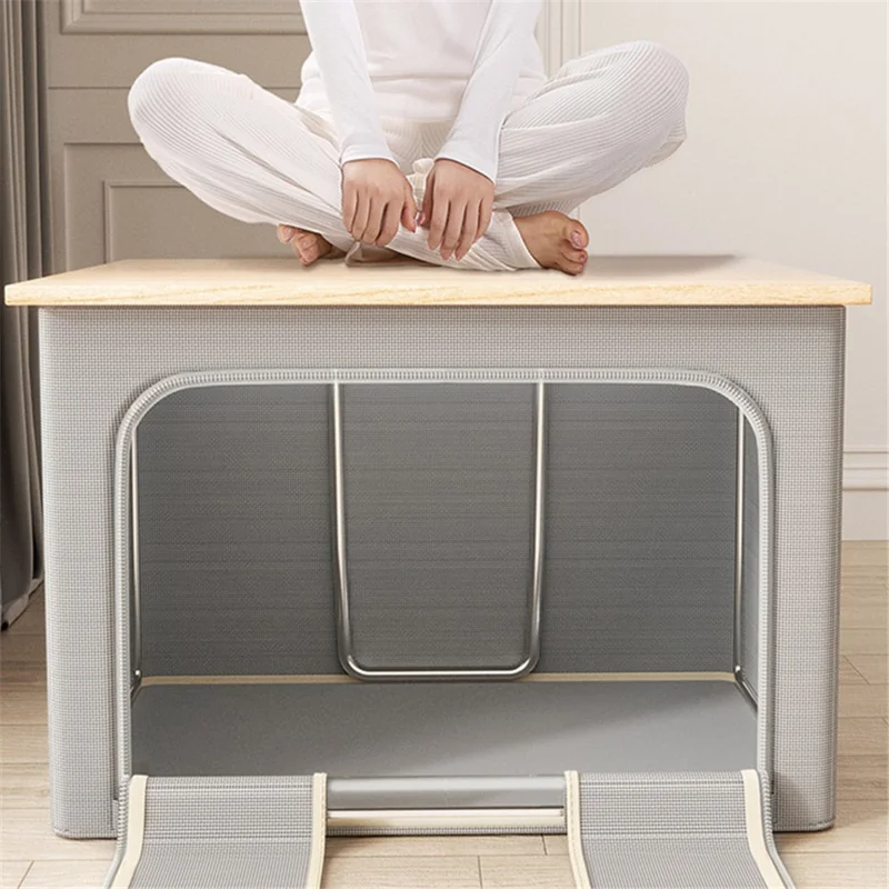 24L 40x30x20cm Clothes Storage Bins with Foldable Sturdy Frame Household Closet Organizers - Single Window / Khaki