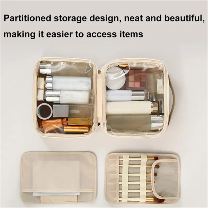 Large Capacity Cosmetic Storage Bag PU Waterproof Travel Toiletry Bags - Pink