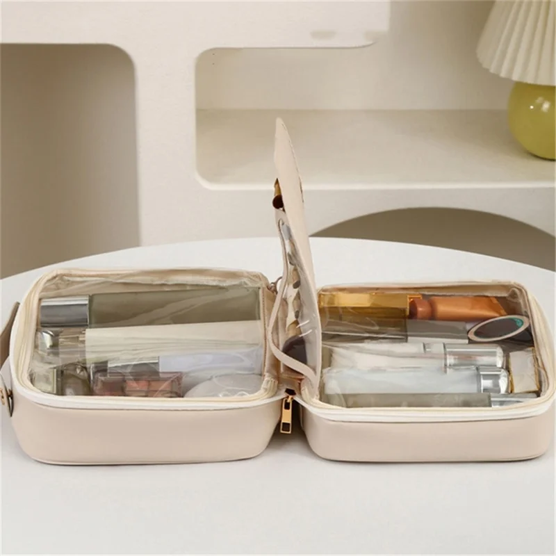 Large Capacity Cosmetic Storage Bag PU Waterproof Travel Toiletry Bags - Pink