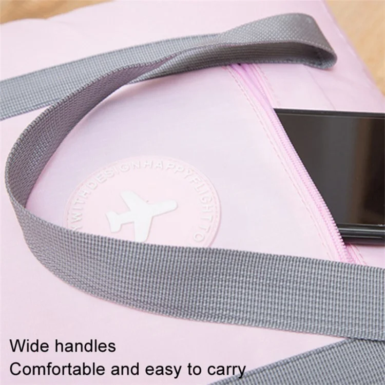 Oxford Cloth Airline Cabin Bag Foldable Travel Duffel Bag Holdall Tote Fit Suitcase - Pink