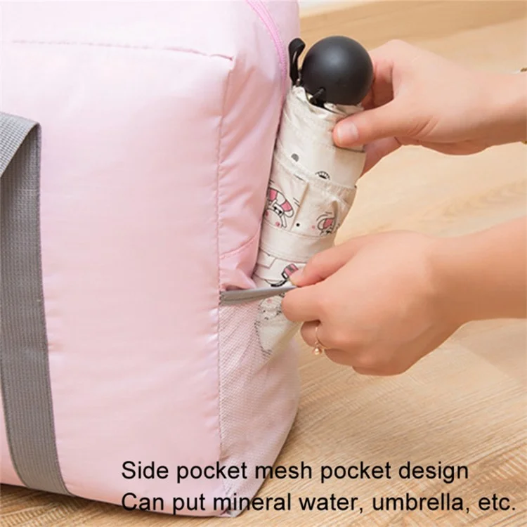 Oxford Cloth Airline Cabin Bag Foldable Travel Duffel Bag Holdall Tote Fit Suitcase - Pink