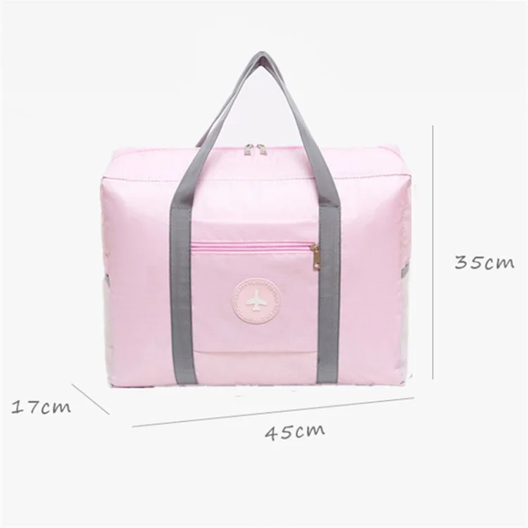 Oxford Cloth Airline Cabin Bag Foldable Travel Duffel Bag Holdall Tote Fit Suitcase - Pink