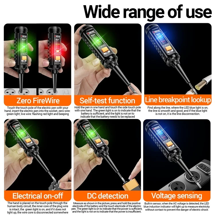 ANENG B15 Voltage Detector Pen with Night Flashlight AC DC Electric Test Pen Screwdriver