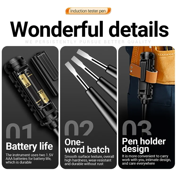 ANENG B15 Voltage Detector Pen with Night Flashlight AC DC Electric Test Pen Screwdriver