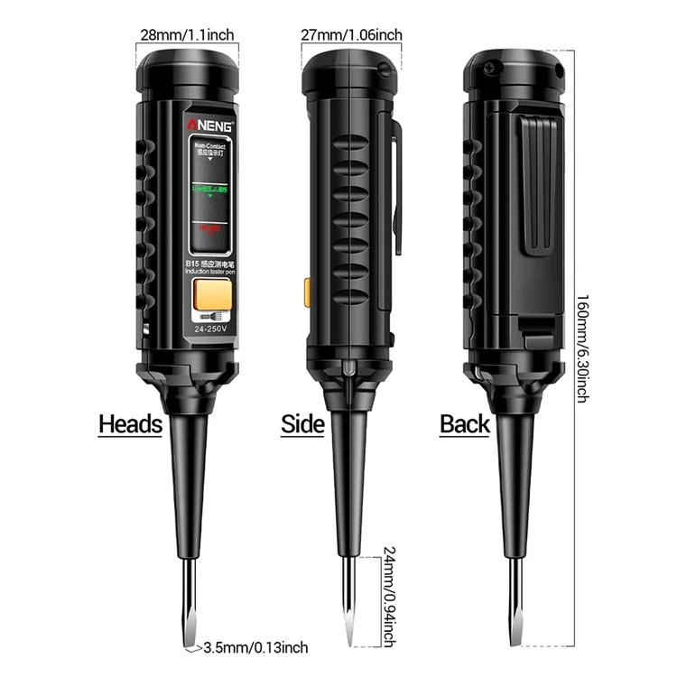ANENG B15 Voltage Detector Pen with Night Flashlight AC DC Electric Test Pen Screwdriver