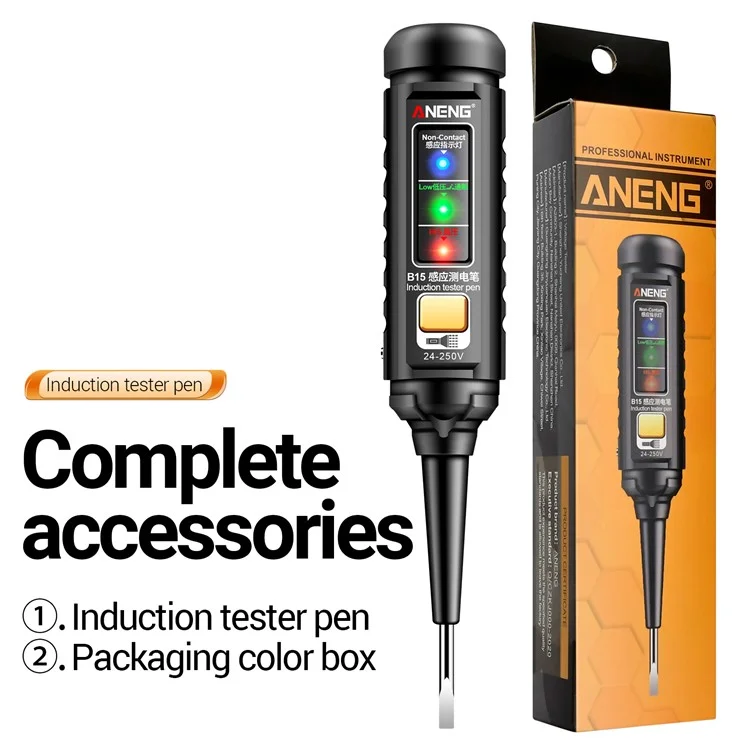 ANENG B15 Voltage Detector Pen with Night Flashlight AC DC Electric Test Pen Screwdriver