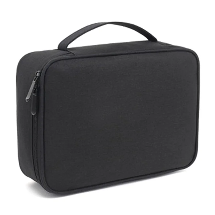 28 X 20 X 8.5cm Digital Accessories Storage Bag Data Cable Headset Power Bank Carrying Pouch - Black
