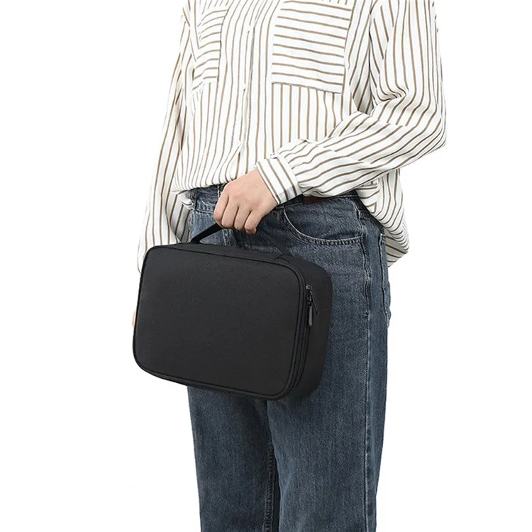 28 X 20 X 8.5cm Digital Accessories Storage Bag Data Cable Headset Power Bank Carrying Pouch - Black