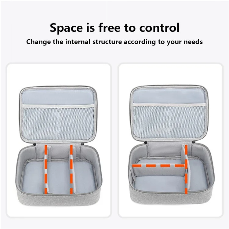 28 X 20 X 8.5cm Digital Accessories Storage Bag Data Cable Headset Power Bank Carrying Pouch - Black