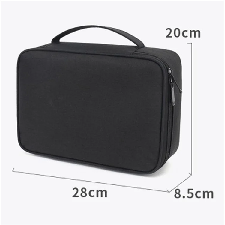 28 X 20 X 8.5cm Digital Accessories Storage Bag Data Cable Headset Power Bank Carrying Pouch - Black