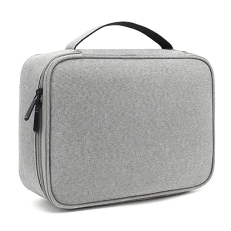 28 x 20 x 8.5cm Digital Accessories Storage Bag Data Cable Headset Power Bank Carrying Pouch - Grey