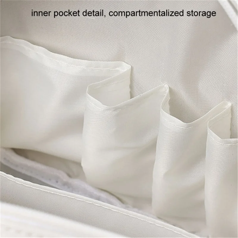 Handheld Shell Makeup Bag Large Capacity PU Leather+Polyester Travel Toiletries Storage Bag - Coral Pink