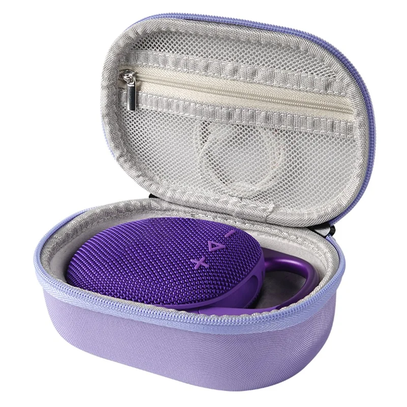 For JBL Clip 5 Bluetooth-compatible Speaker Storage Bag EVA Hard Case with Carabiner and Hand Strap - Purple