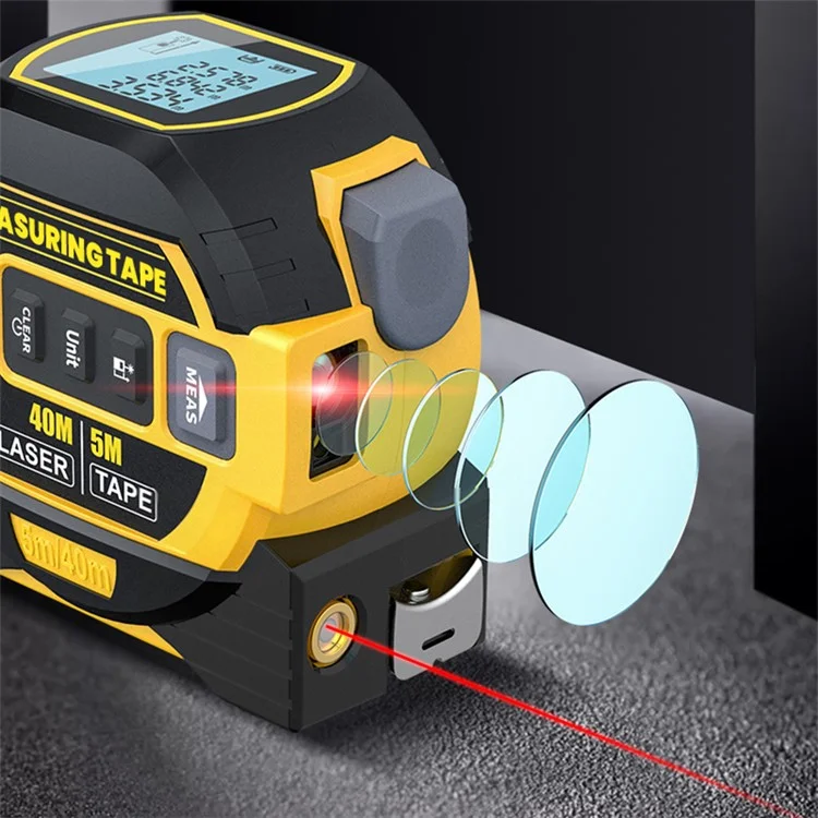 HONGSHENG Laser-Bandmaß 40M Laser-Entfernungsmesser Distanzmessgerät (CE / ROSH) - Gelb