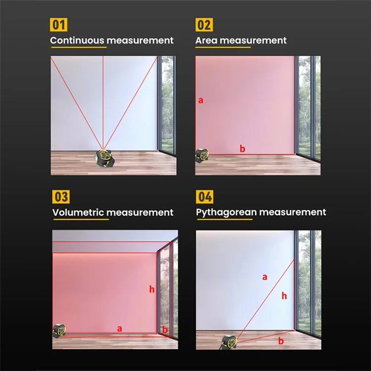 HONGSHENG Laser-Bandmaß 40M Laser-Entfernungsmesser Distanzmessgerät (CE / ROSH) - Gelb
