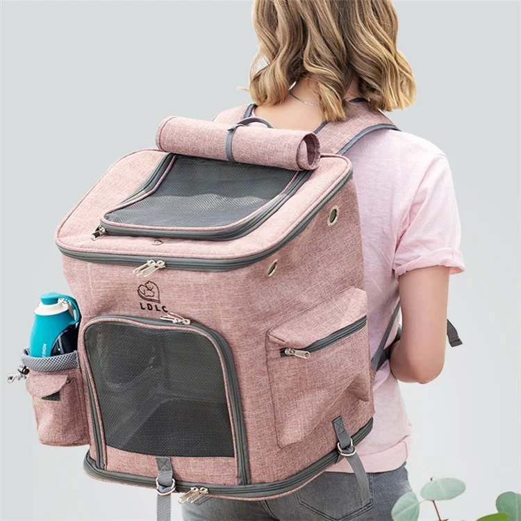 Transportadora de Gato de Cães QS-002-L Backpack Carrier de Cachorrinho Backpack Backpack de Backpack - Rosa