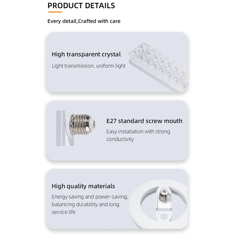 E27 18W LED Crystal Bar Light Energy Saving Bright Indoor Lamp, White Light 30cm