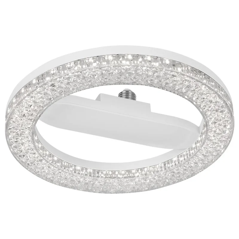 E27 24W Round LED Crystal Light Energy Saving Bright Indoor Lamp, White Light 23cm