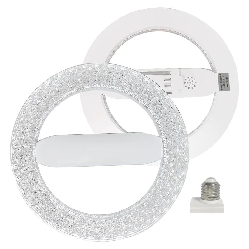 E27 24W Round LED Crystal Light Energy Saving Bright Indoor Lamp, White Light 23cm