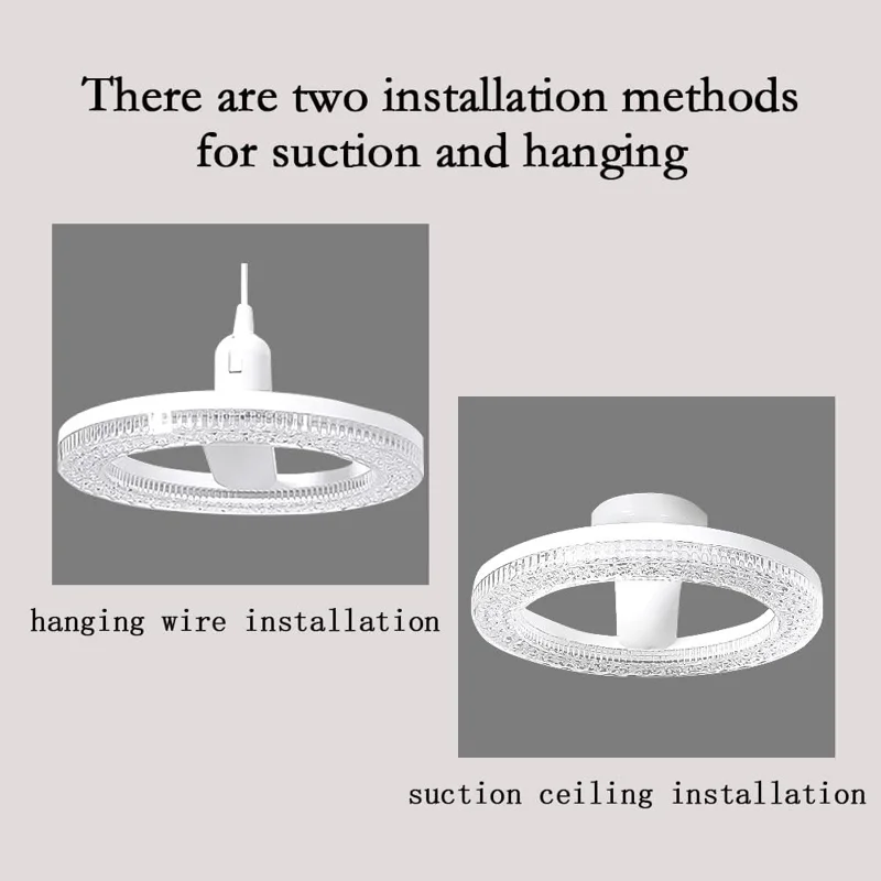 E27 24W Round LED Crystal Light Energy Saving Bright Indoor Lamp, White Light 23cm