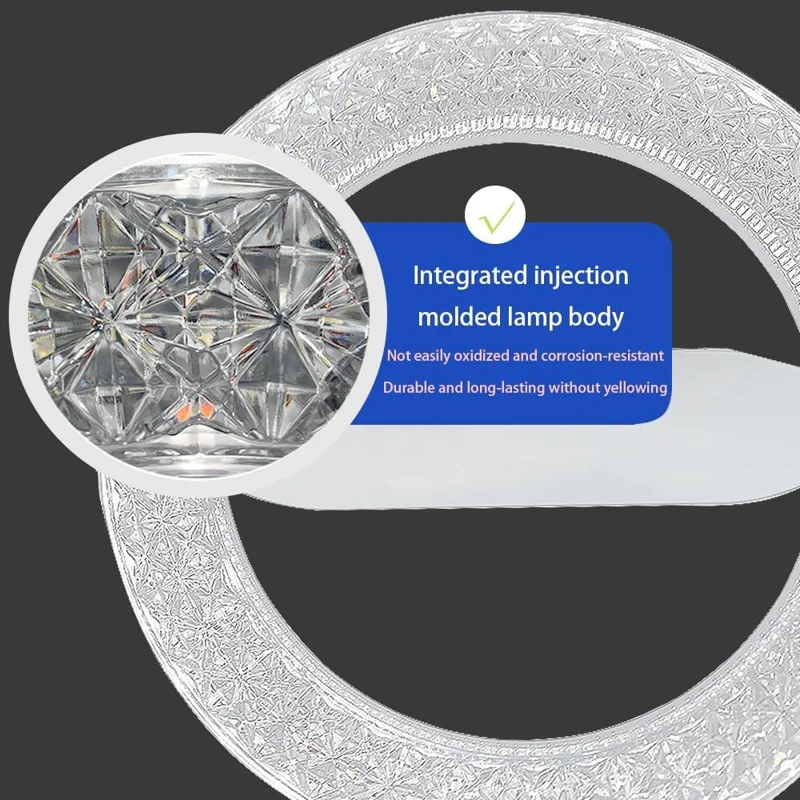 E27 24W Round LED Crystal Light Energy Saving Bright Indoor Lamp, White Light 23cm