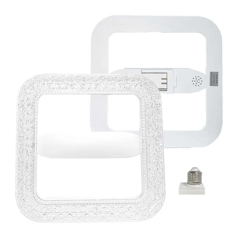 E27 18W Square LED Crystal Light Energy Saving Bedroom Dining Room Home Lamp, White Light 18cm