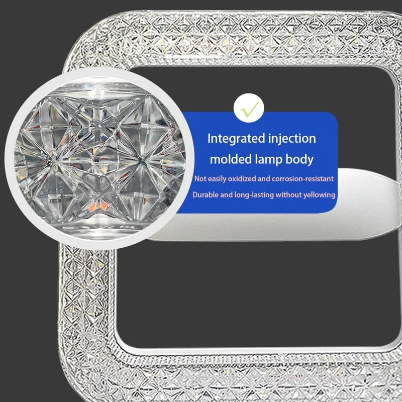 E27 18W Square LED Crystal Light Energy Saving Bedroom Dining Room Home Lamp, White Light 18cm