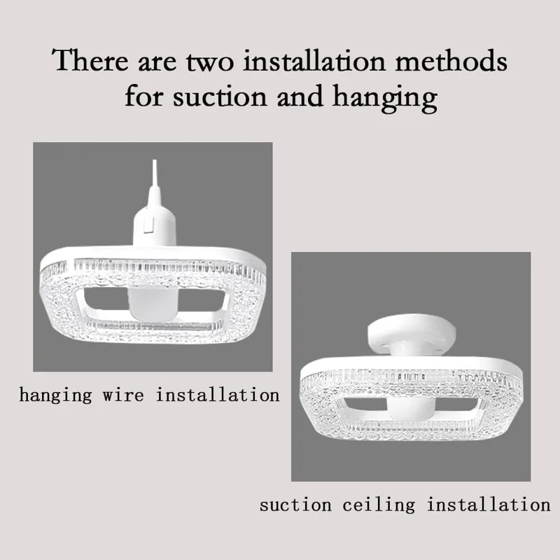 E27 18W Square LED Crystal Light Energy Saving Bedroom Dining Room Home Lamp, White Light 18cm