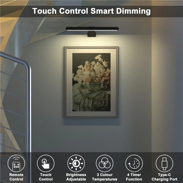 40cm 2.2W Wall Picture Dimmable Light Magnetic Rechargeable Oil Painting Display Lamp with Remote Controller