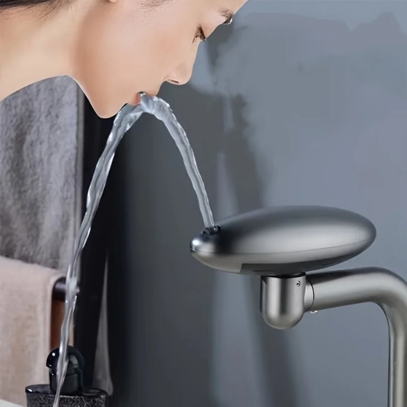 Wash Basin Rotatable Four Modes Hot and Cold Water Faucet Home Bathroom Tap with 2 Water Inlet Pipes - Grey